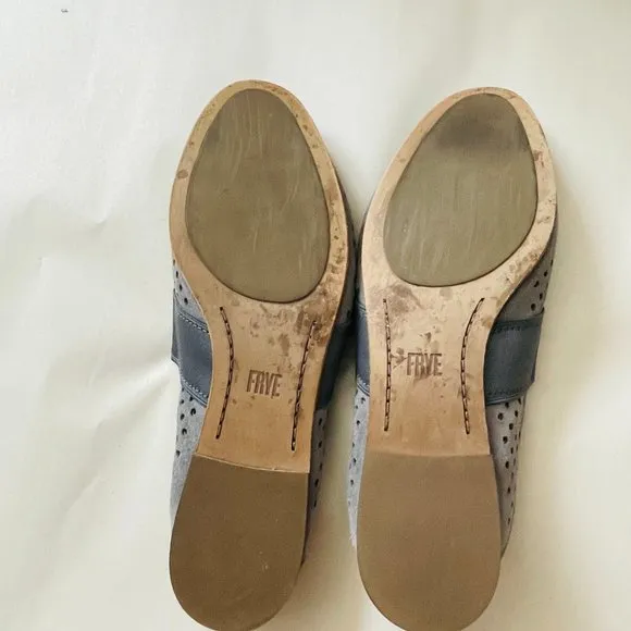 Frye Womens Grey Suede Leather Perforated Slides Mule Shoes Size 9