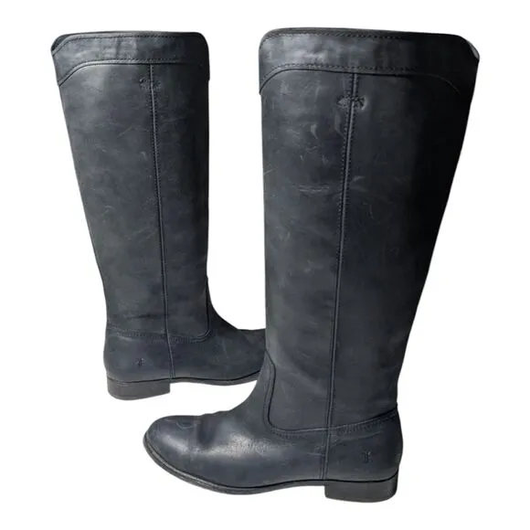 Frye Women’s Melissa 4015 Tall Black Pull On Riding Boots Size 10B Mexico Made