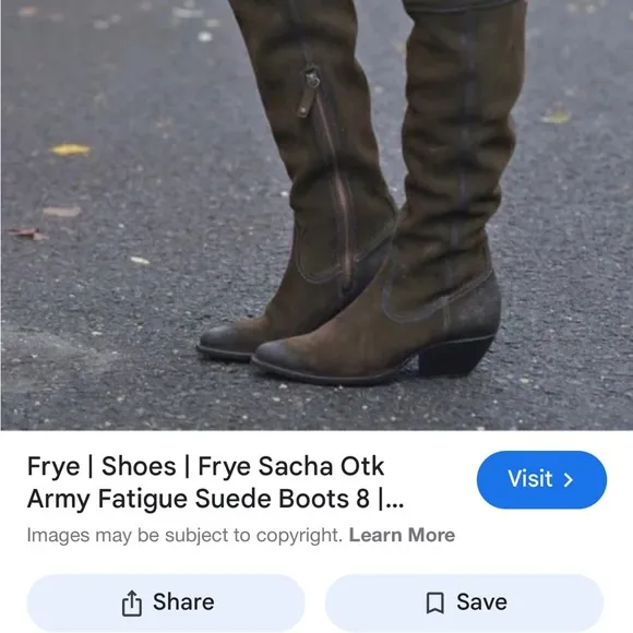 FRYE Women’s Sacha Brown Green Suede Leather Over‎ The Knee Boots- Size 7.5