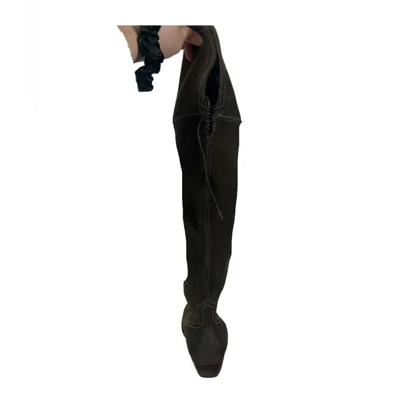 FRYE Women’s Sacha Brown Green Suede Leather Over‎ The Knee Boots- Size 7.5