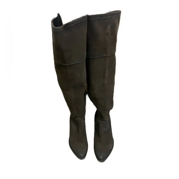 FRYE Women’s Sacha Brown Green Suede Leather Over‎ The Knee Boots- Size 7.5