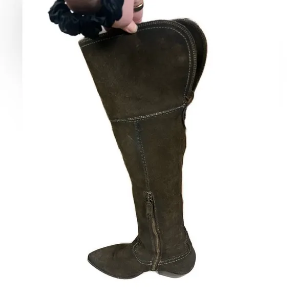 FRYE Women’s Sacha Brown Green Suede Leather Over‎ The Knee Boots- Size 7.5