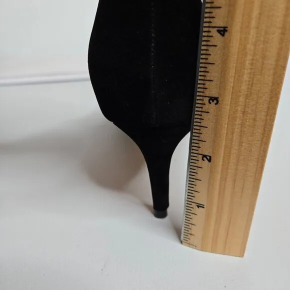 FSJ Black Vegan Faux Suede Pumps Heels Shoes Sz 12