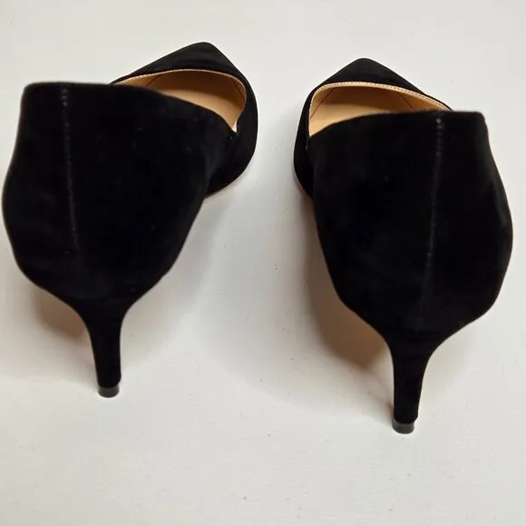 FSJ Black Vegan Faux Suede Pumps Heels Shoes Sz 12