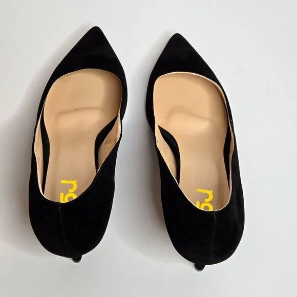 FSJ Black Vegan Faux Suede Pumps Heels Shoes Sz 12