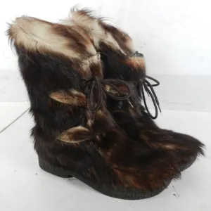 Fur Boots Women's Shoes Size 7.5 (EUR 38) Made in Italy