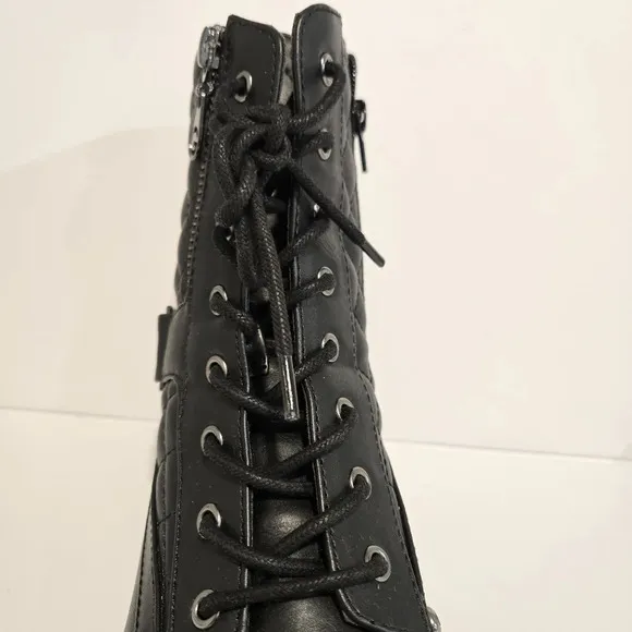 G by Guess Quilted Black Combat Boots – Bold and Functional