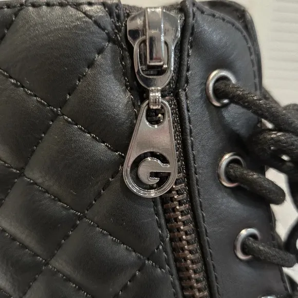G by Guess Quilted Black Combat Boots – Bold and Functional