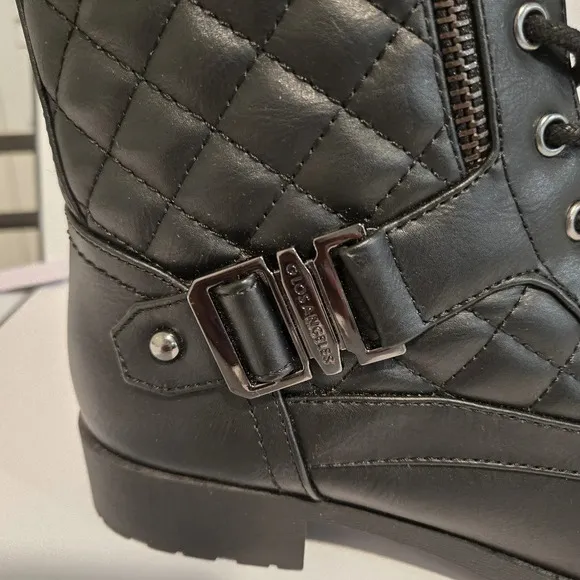 G by Guess Quilted Black Combat Boots – Bold and Functional