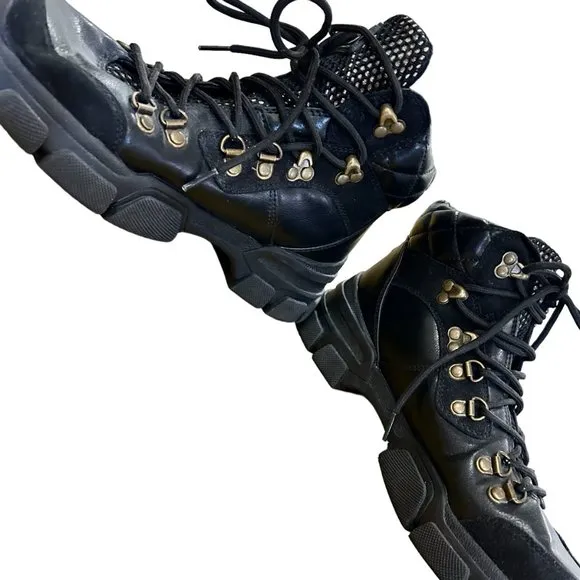 GBG Black Hiking Boots with Gold Accents Size 9