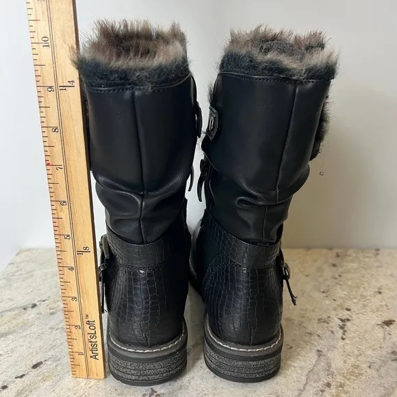 G.C. SHOES BAILEY SHERPA LINED FAUX LEATHER BOOTS BLACK NWOB WOMEN'S SIZE 7.5 NE
