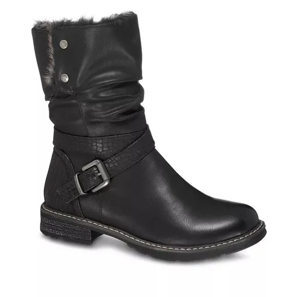 G.C. SHOES BAILEY SHERPA LINED FAUX LEATHER BOOTS BLACK NWOB WOMEN'S SIZE 7.5 NE