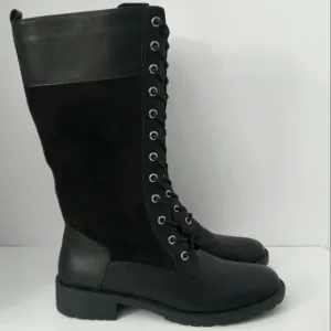 G.C. SHOES  Hanker Black Combat Boots Faux Leather Women's Size 9
