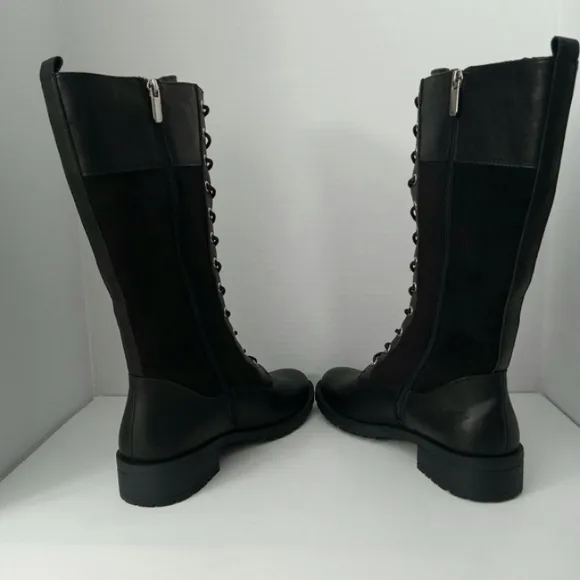 G.C. SHOES  Hanker Black Combat Boots Faux Leather Women's Size 9