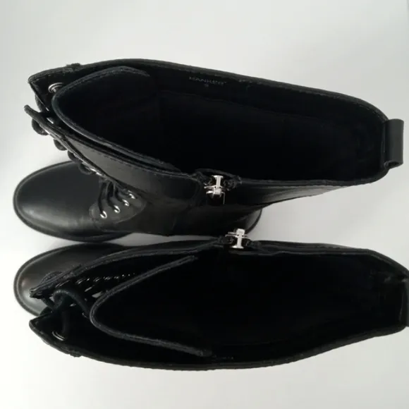 G.C. SHOES  Hanker Black Combat Boots Faux Leather Women's Size 9