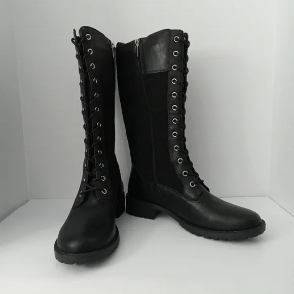 G.C. SHOES  Hanker Black Combat Boots Faux Leather Women's Size 9
