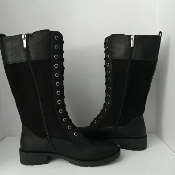G.C. SHOES  Hanker Black Combat Boots Faux Leather Women's Size 9