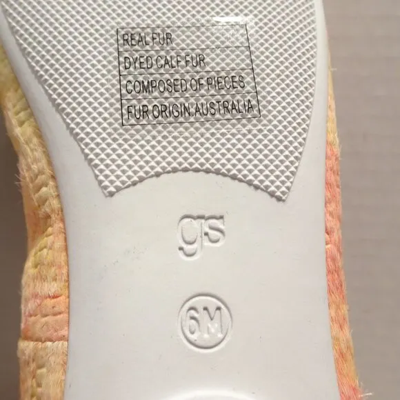 Gentle Souls Eugene Travel Ballet Flat Shoes Women's 6 Pastel Leather Fur