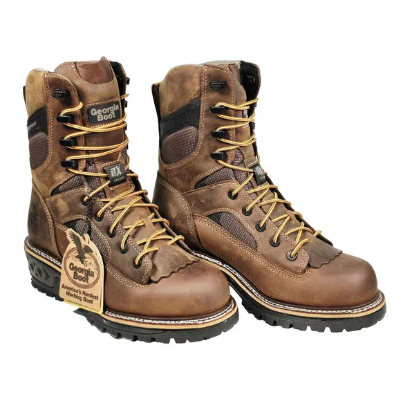 Georgia Boot LTX Men's Size 10M Brown Logger Waterproof 9&quot; Work Boots GB00616