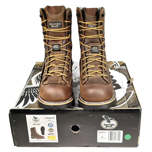 Georgia Boot LTX Men's Size 10M Brown Logger Waterproof 9&quot; Work Boots GB00616