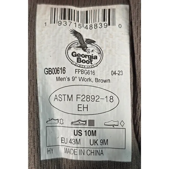 Georgia Boot LTX Men's Size 10M Brown Logger Waterproof 9&quot; Work Boots GB00616