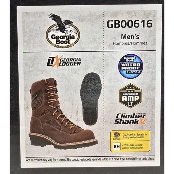 Georgia Boot LTX Men's Size 10M Brown Logger Waterproof 9&quot; Work Boots GB00616