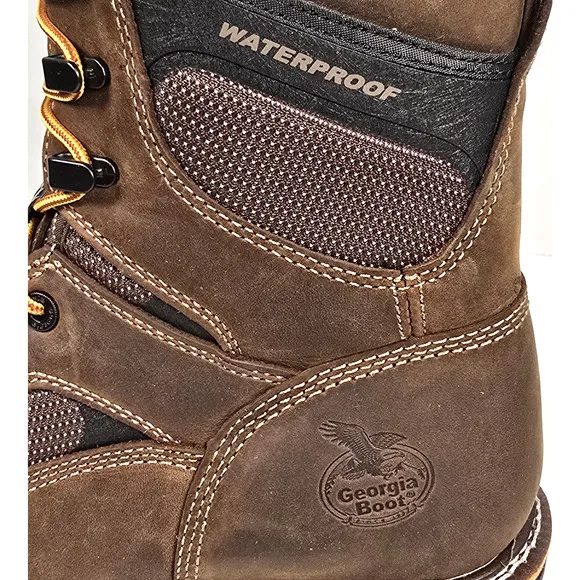 Georgia Boot LTX Men's Size 10M Brown Logger Waterproof 9&quot; Work Boots GB00616