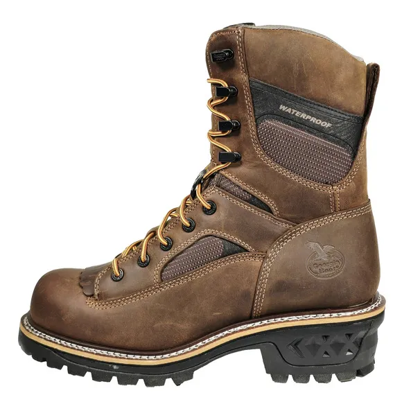 Georgia Boot LTX Men's Size 10M Brown Logger Waterproof 9&quot; Work Boots GB00616
