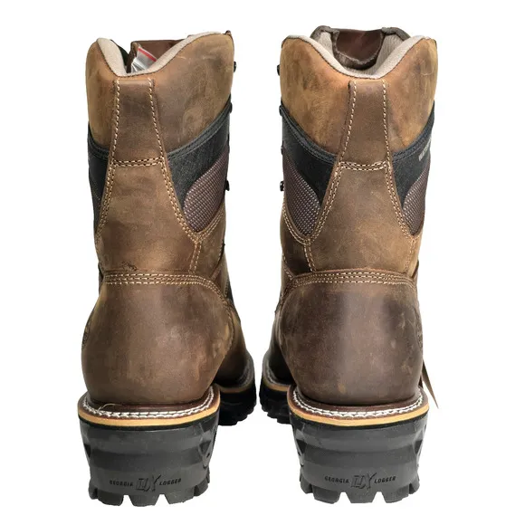 Georgia Boot LTX Men's Size 10M Brown Logger Waterproof 9&quot; Work Boots GB00616