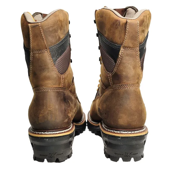 Georgia Boot LTX Men's Size 9M Brown Logger Waterproof 9&quot; Work Boots GB00616