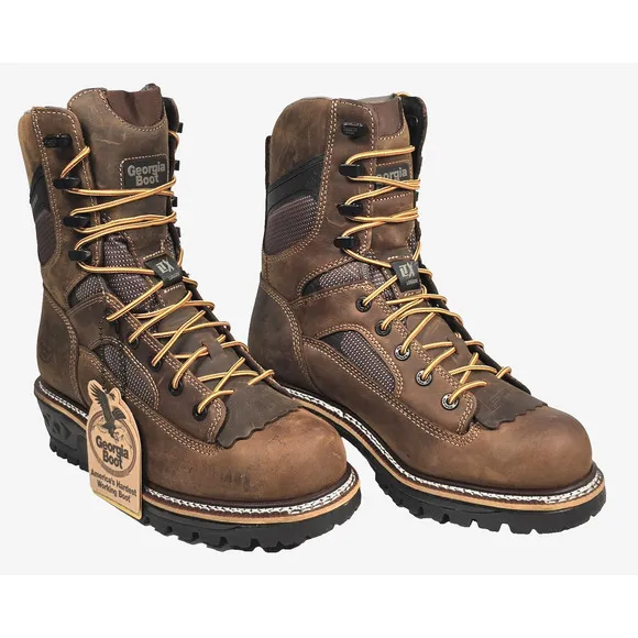 Georgia Boot LTX Men's Size 9M Brown Logger Waterproof 9&quot; Work Boots GB00616