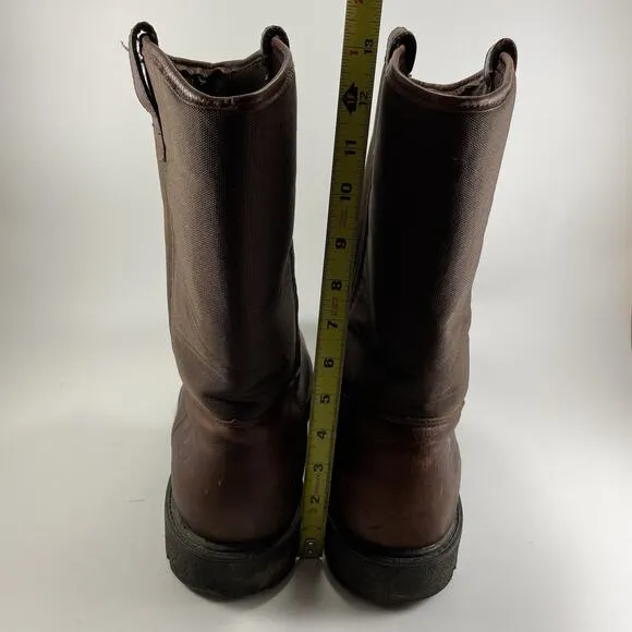 Georgia Boots 8” Wellington Boots Mens Size 13 Brown Leather Waterproof Pull On