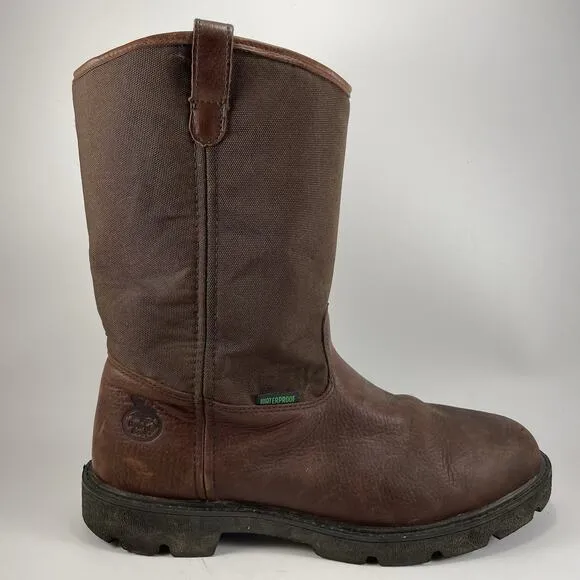 Georgia Boots 8” Wellington Boots Mens Size 13 Brown Leather Waterproof Pull On
