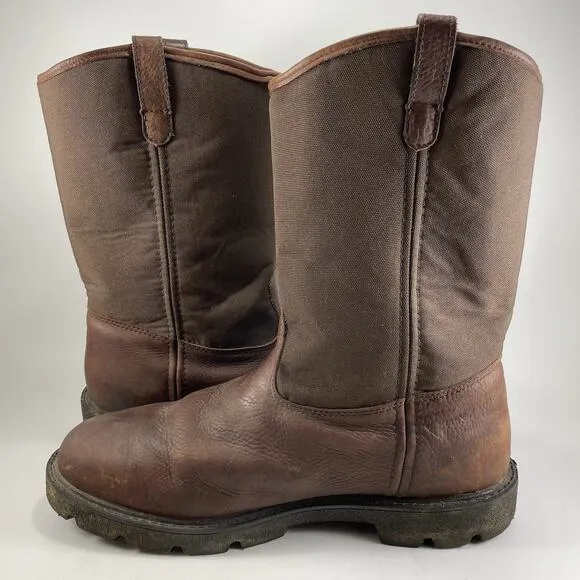 Georgia Boots 8” Wellington Boots Mens Size 13 Brown Leather Waterproof Pull On