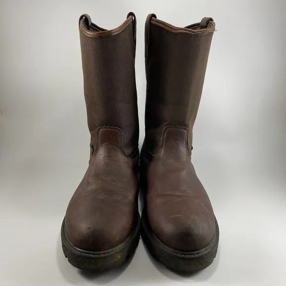 Georgia Boots 8” Wellington Boots Mens Size 13 Brown Leather Waterproof Pull On