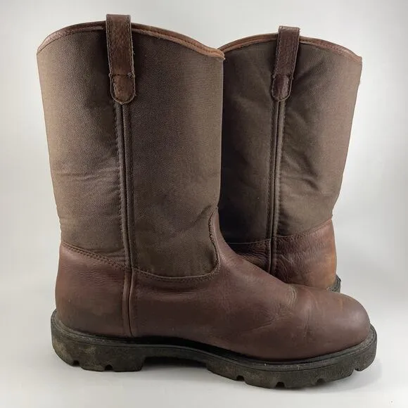 Georgia Boots 8” Wellington Boots Mens Size 13 Brown Leather Waterproof Pull On