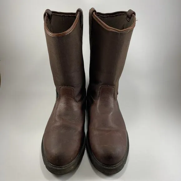 Georgia Boots 8” Wellington Boots Mens Size 13 Brown Leather Waterproof Pull On
