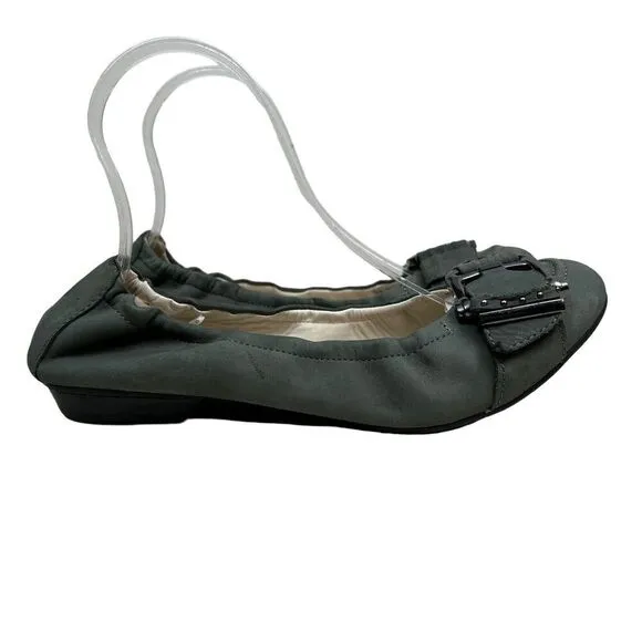 Geox Respira Flats Shoes Nubuck Leather Slip On Green Women Size‎ EU 39.5