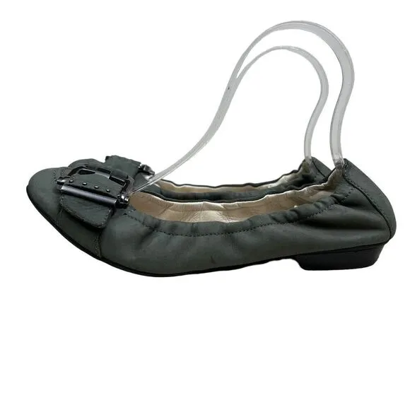 Geox Respira Flats Shoes Nubuck Leather Slip On Green Women Size‎ EU 39.5