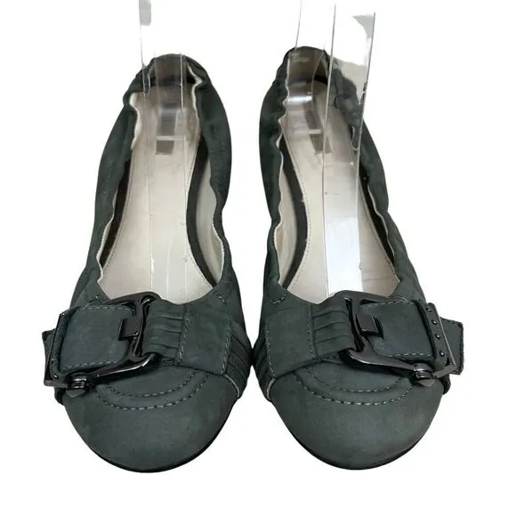 Geox Respira Flats Shoes Nubuck Leather Slip On Green Women Size‎ EU 39.5