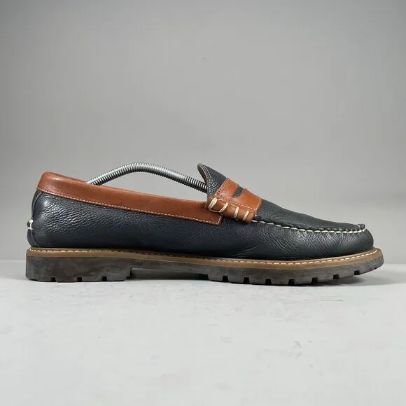 G.H. Bass Weejuns Lenox Men 13M Navy Lug Leather Slip On Penny Loafer Dress Shoe