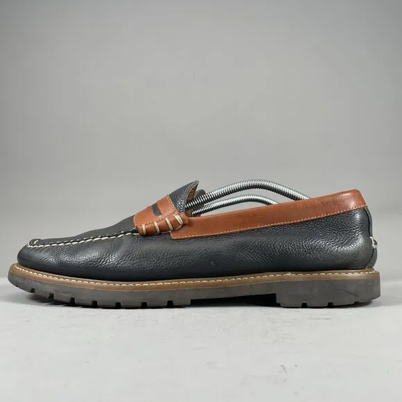 G.H. Bass Weejuns Lenox Men 13M Navy Lug Leather Slip On Penny Loafer Dress Shoe