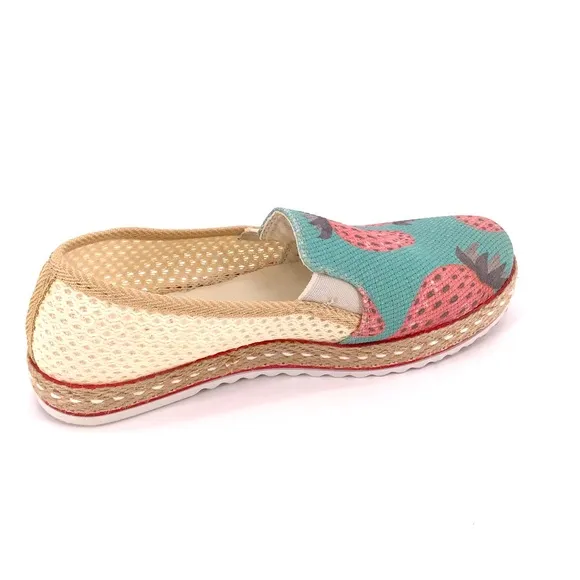 Goby Strawberry Print Espadrille Slip On Shoes Size 39 US 9