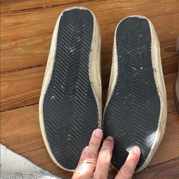 Golden Goose Gray Distressed Sneakers