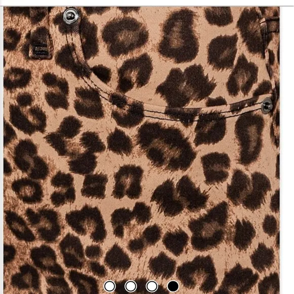 Good American Leopard Print Raw Edge Denim Mini Skirt Size 4 -27W