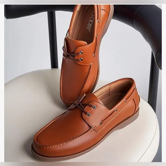 Goor Men's Loafers Slip-ons Shoes Soft Vegan Leather Boat Shoes Brown 10 NWB