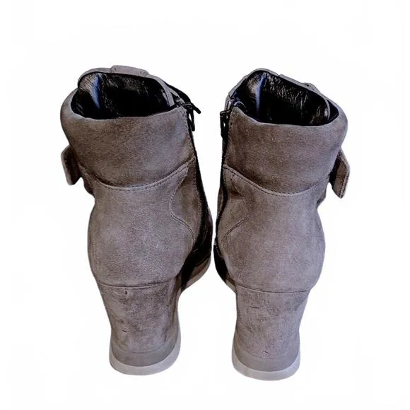Gray Prada Suede Milano Sport Wedge High Top Sneaker