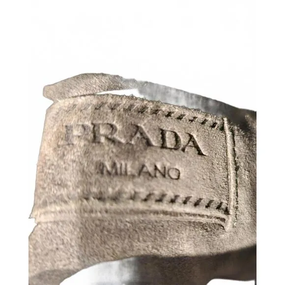 Gray Prada Suede Milano Sport Wedge High Top Sneaker