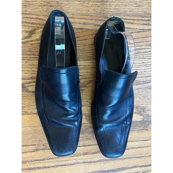 GUCCI Black Leather Slip On Slide Loafers Shoes  Mens Size 9