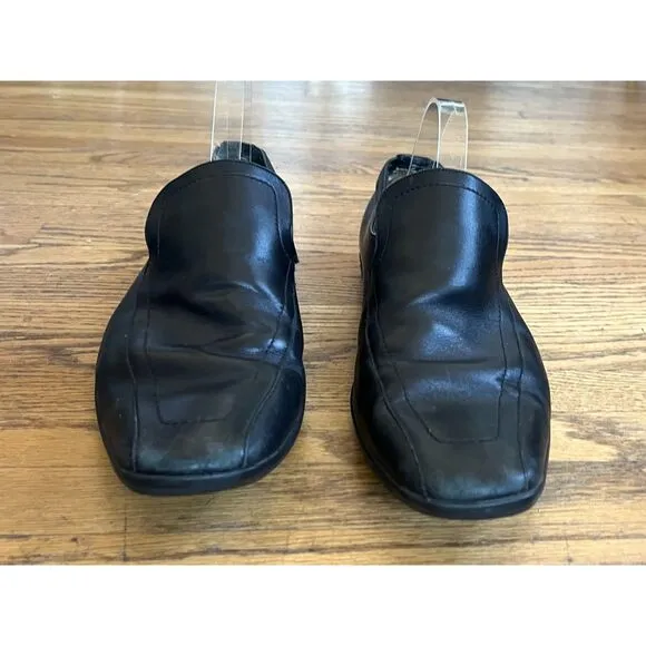 GUCCI Black Leather Slip On Slide Loafers Shoes  Mens Size 9